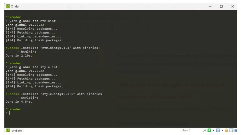installation htmlhint stylehint