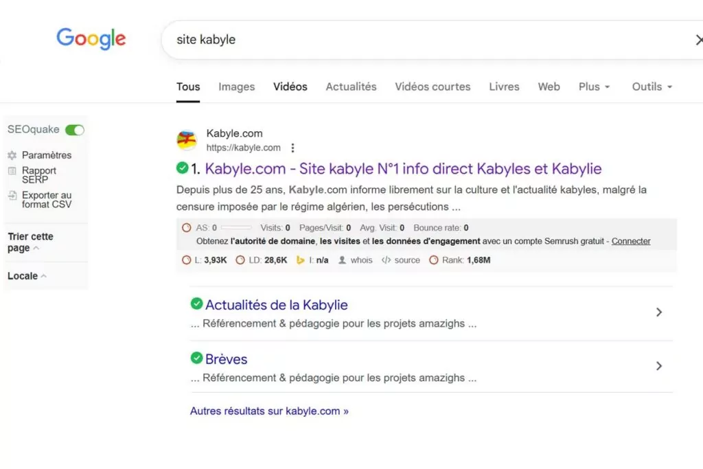 site kabyle sur Google