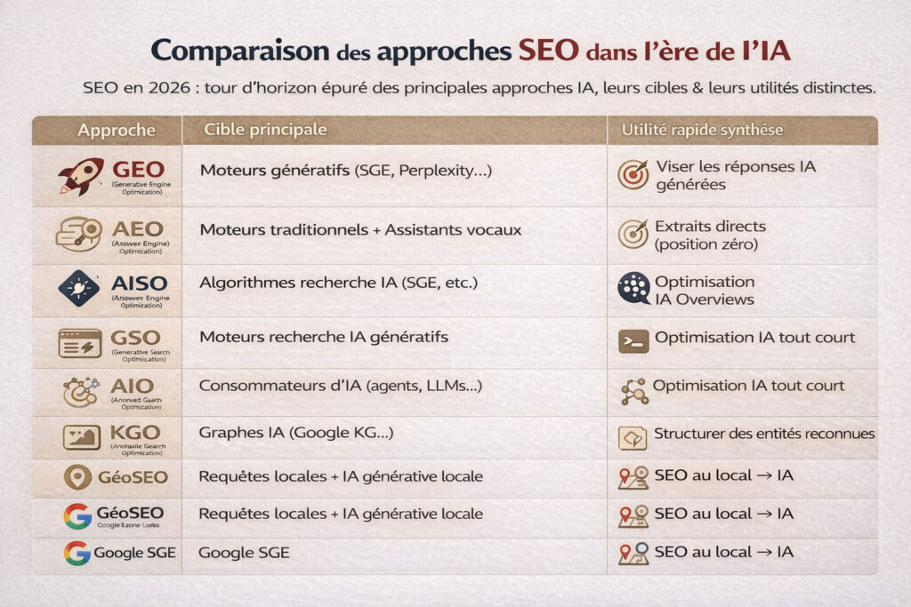 Comparaison des approches SEO à l'ère de l'IA